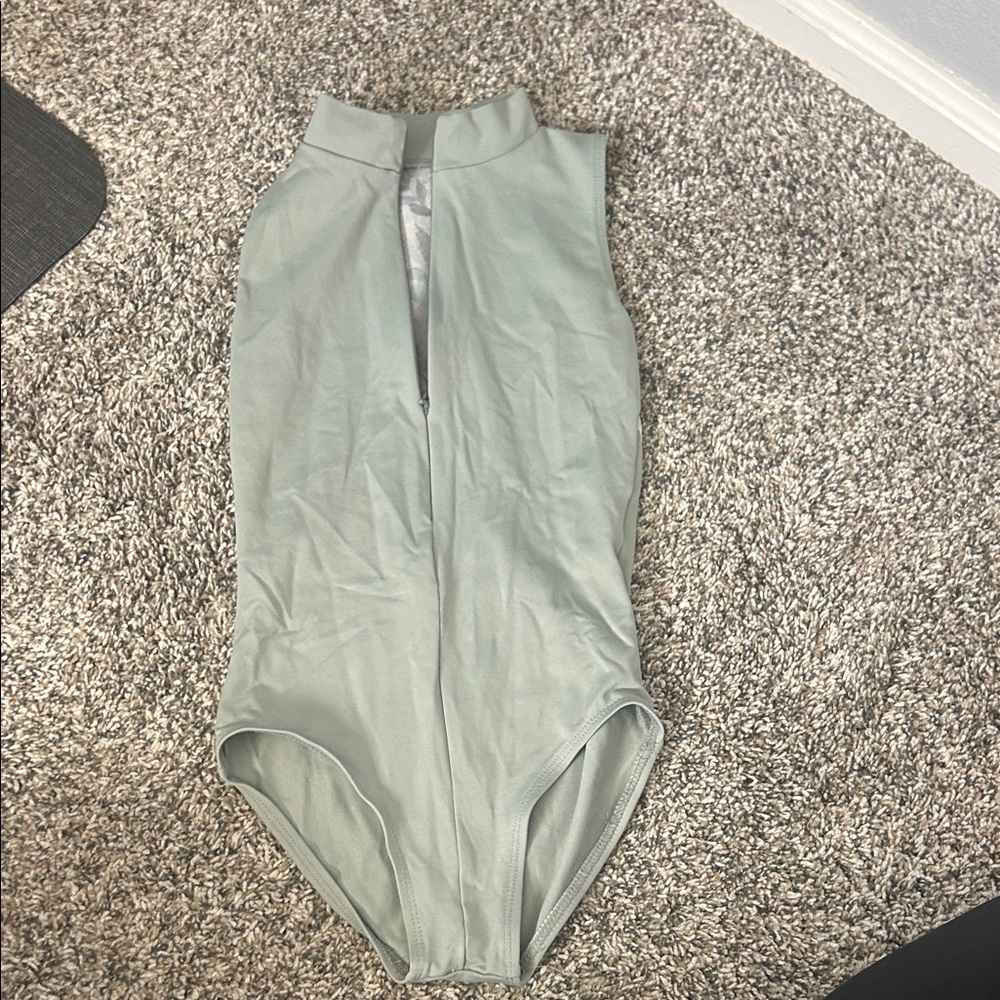 Kids Sleeveless Leotard - Sage Green